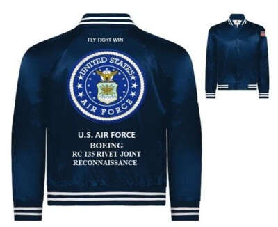 BOEING RC-135 RIVET JOINT*RECONNAISSANC*USAF*EMBROIDERED SATIN JACKET(BACK ONLY)