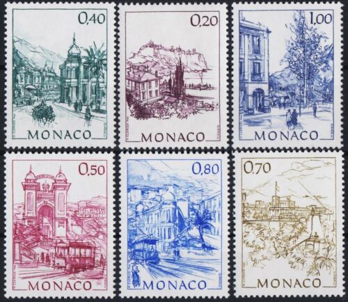 Monaco 1991 Old Views Hubert Clerissi Paintings Palace Casino Building Tram MNH - Afbeelding 1 van 1