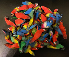 49 small wooden carved macaw parrot figurines - novel party favours - 4cm Peru