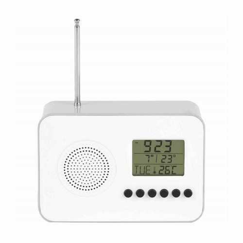 Nuova radio FM portatile senza tempo con display di tempo, allarme, calendario e temperatura - Foto 2 di 5