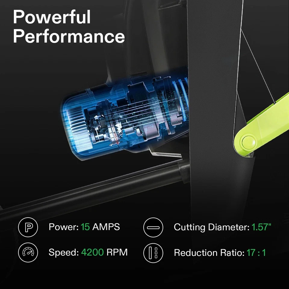 Электрический измельчитель древесины VIVOSUN 1800 Вт с колесом и сумкой для сбора 50 л зеленый - Изображение 2 из 4