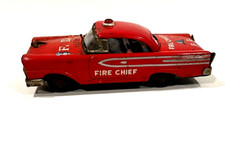 VINTAGE 1950'S-1960'S TIN LITHO FIRE CHIEF TOY FRICTION CAR JAPAN PARTS
