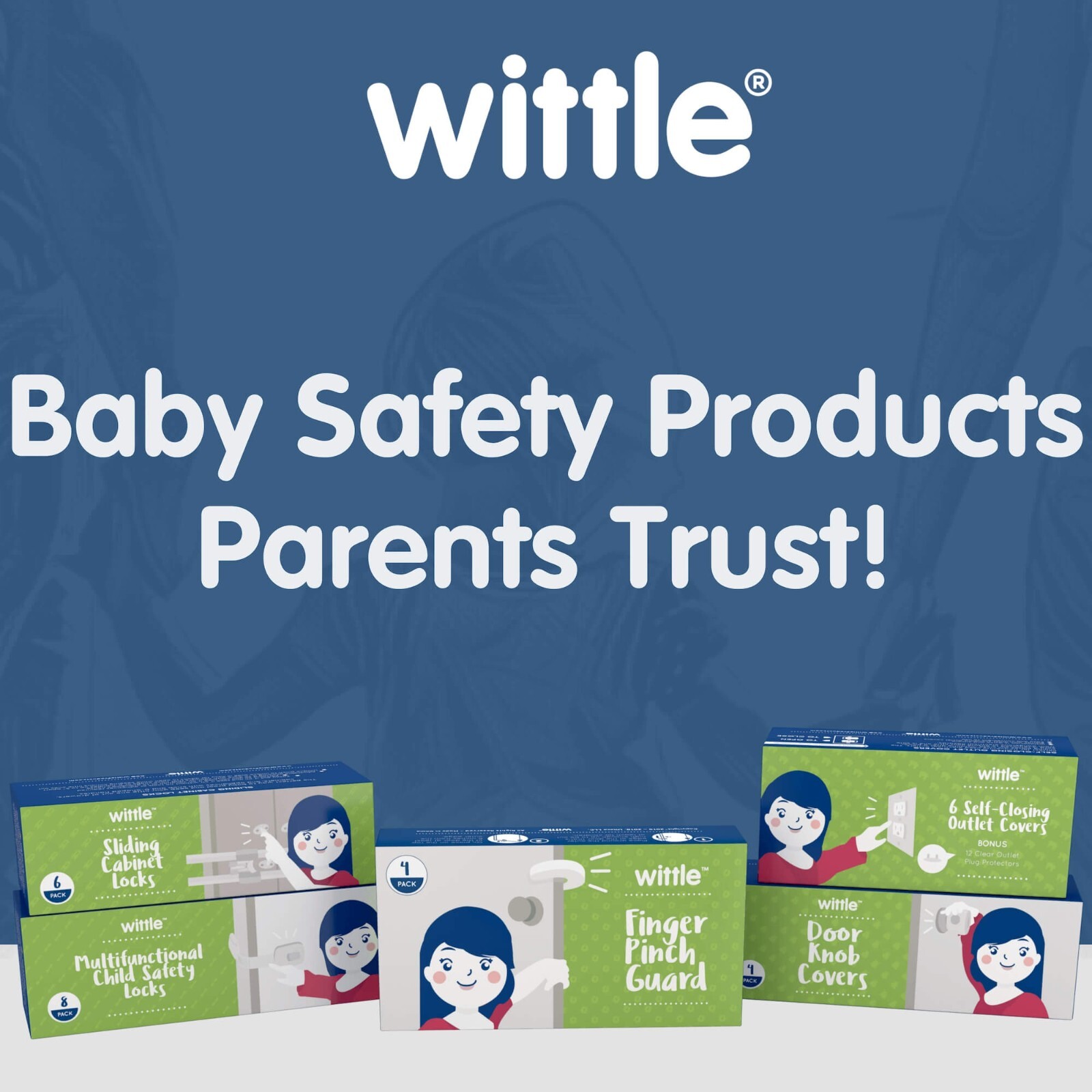 Wittle Sliding Child Safety Cabinet Locks (6 Pack) | Baby Proof Cabinet Locks