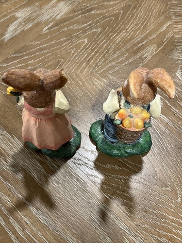 Set of 2 Pier 1 Glitter Bunny Rabbit 6.5" Country Table Figures Easter Spring - Picture 12 of 14