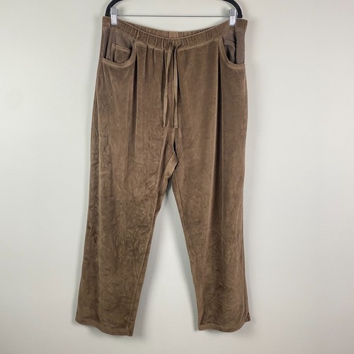 J. Jill Velour Pants Womens 2X Brown Elastic Drawstring Straight Leg Athleisure