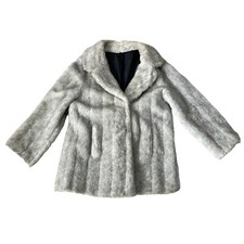 Vintage Glenn Models Faux Fur Coat Women 14 Soft Grey Plush Warm Thick Winter