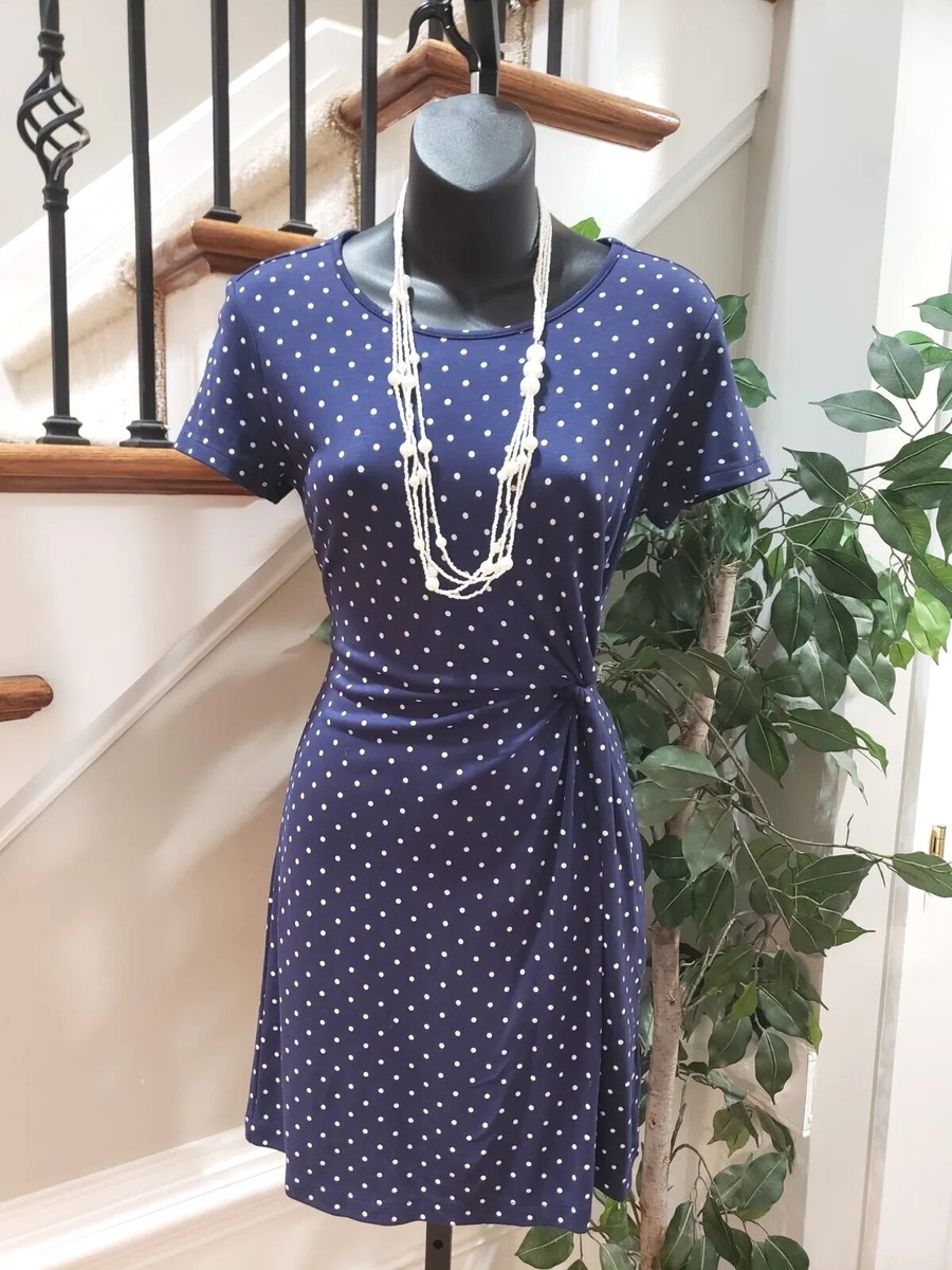 Old Navy Women Blue Polka Dots Round Neck Short Sleeve Knee Length Dress Sz  XS P