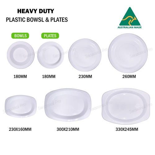 50pcs White Plastic Plate Bowl Reusable Oval Plate Heavy Duty Party