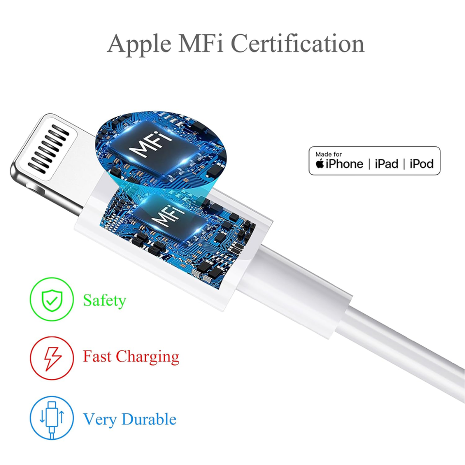 Lot De 300 Câbles Chargeur Pour IPhone (5 à X) - 1 Mètre, Blanc, Neuf, En Gros