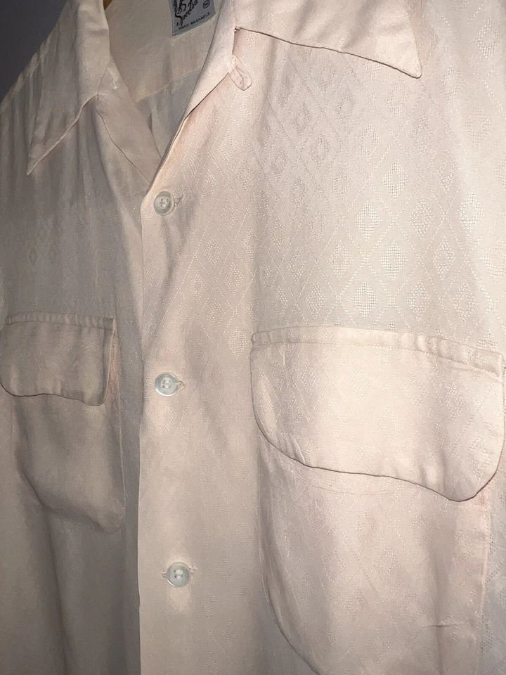 VINTAGE 1950's SPORTSWEAR LOOP COLLAR FLAT BOTTOM RAYON SHIRT ROCKABILLY - Image 2 of 4