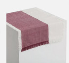 Pehr Table Runner 14" x 90" Chambray 100% Cotton Wine/Natural Fringed ~ NEW