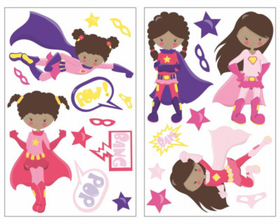 Samunshi 23-tlg Superheldinnen Wandtattoo Set Kinderzimmer Hero  3 Größen