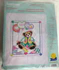 Janlynn #45-54 Cross Stitch Stamped Patchwork Bear Quilt Kit 34"x43" NEW