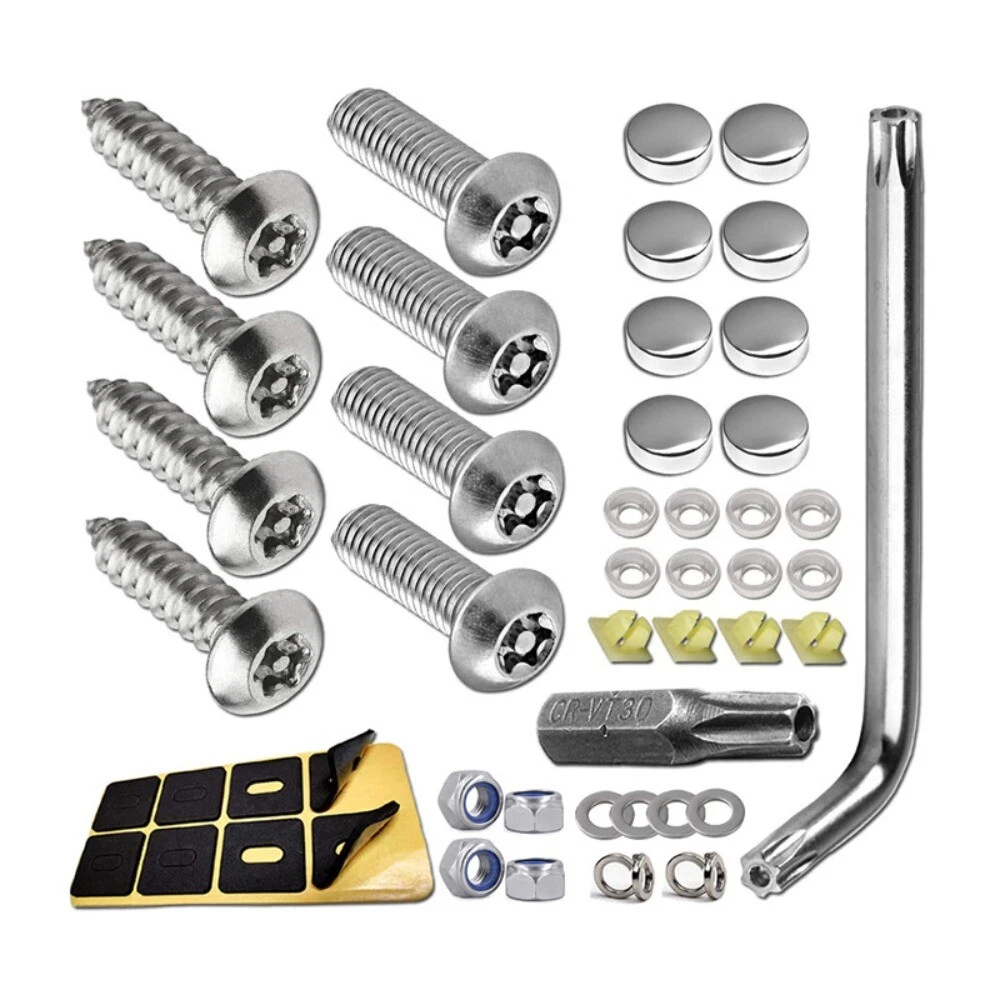 Anti Theft License Plate Screw Kit Silver Sheet Metal Screws for License Plate