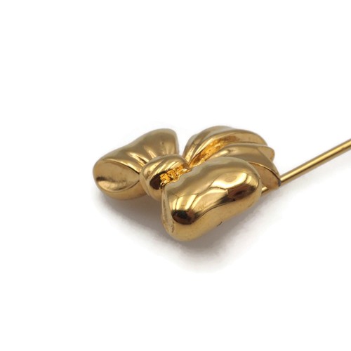Monet Shiny Gold Tone Ribbon Bow .65 Inch Fashion Stick Pin - Picture 7 of 12
