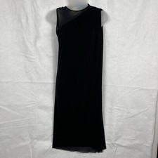 FUZZI Dress Womens XS Black Sheer Mesh Made in Italy LBD Draped Layered Elegant