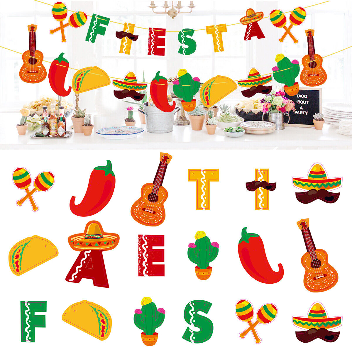 Mexican Themed Birthday Party Supplies, Fiesta Birthday Banner and