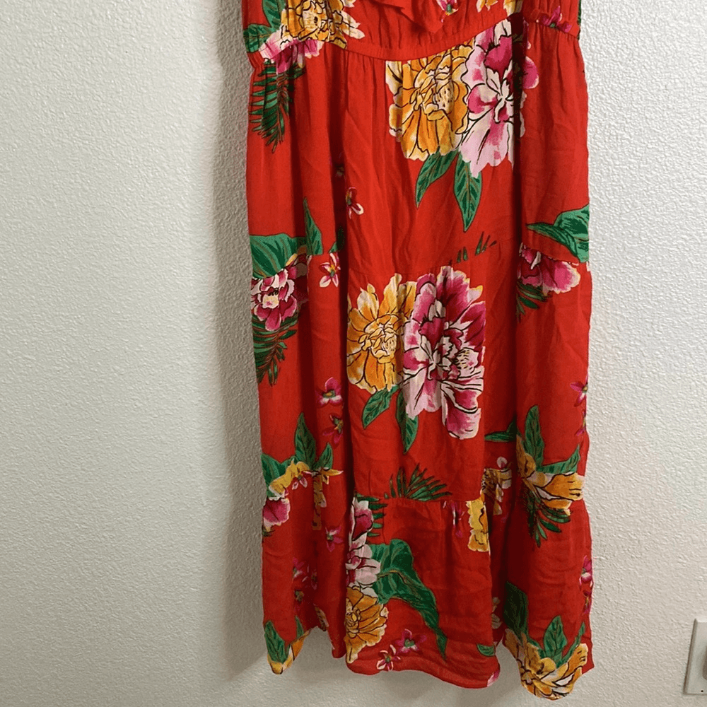 old navy orange blossom dress Scalloped-Edge Apron-Neck Mini Shift Dress