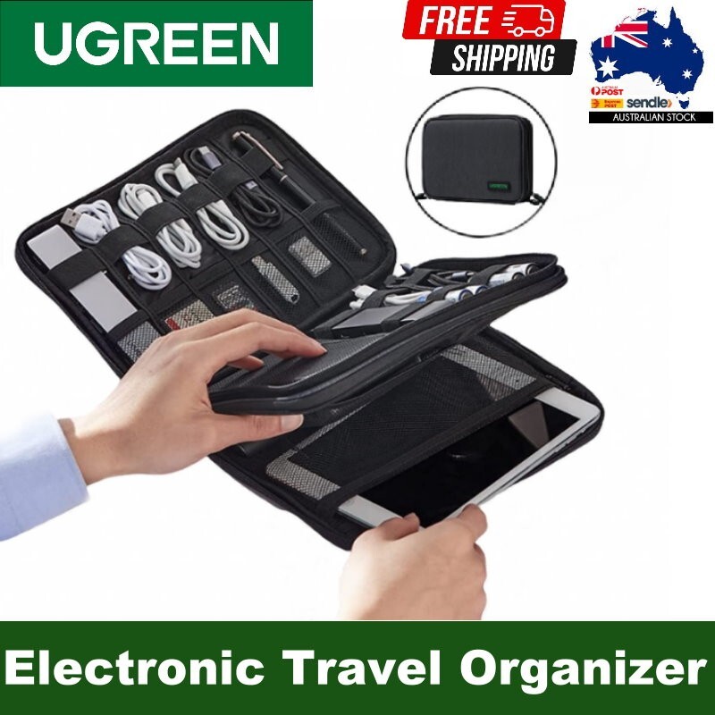 Makeway Double Layer Travel Gadget Organizer – Electronics Accessories Storage Bag – 9.6 X 7.3 X 3.9 Inches