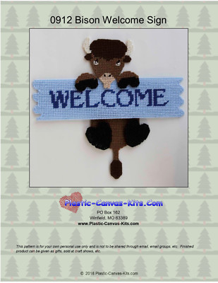 Bison/Buffalo Welcome Sign- Plastic Canvas Pattern or Kit