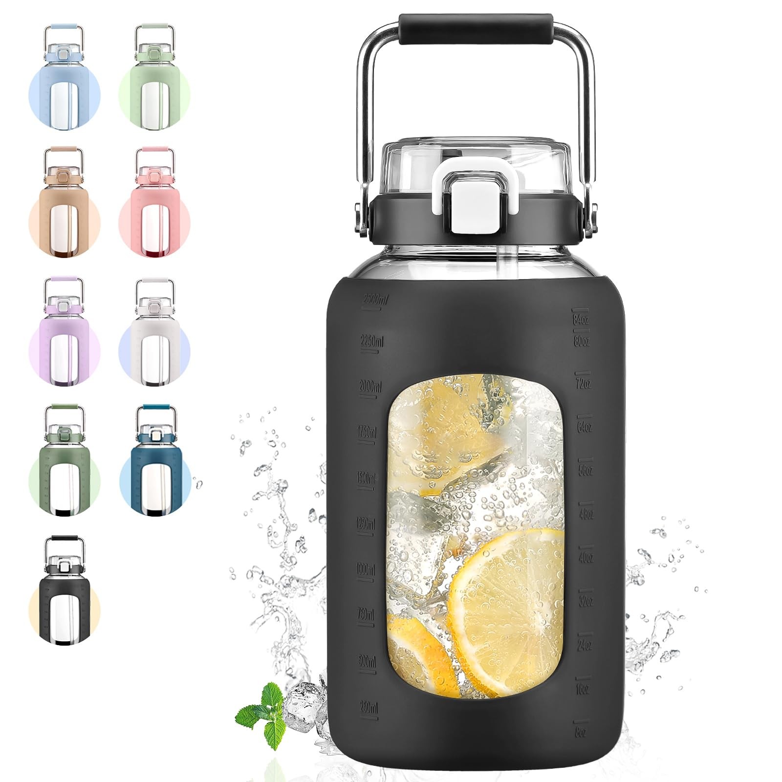 With Stainless Steel 84 Ounces, Black