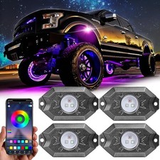 RGB LED Rock Lights, 4 Pods Underglow Multicolor Neon Light Pod 4-Pods