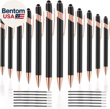 12 PCS 2 in 1 Stylus Ballpoint Pen with Stylus Tip, 1.0 Mm Black Ink Metal Pen S