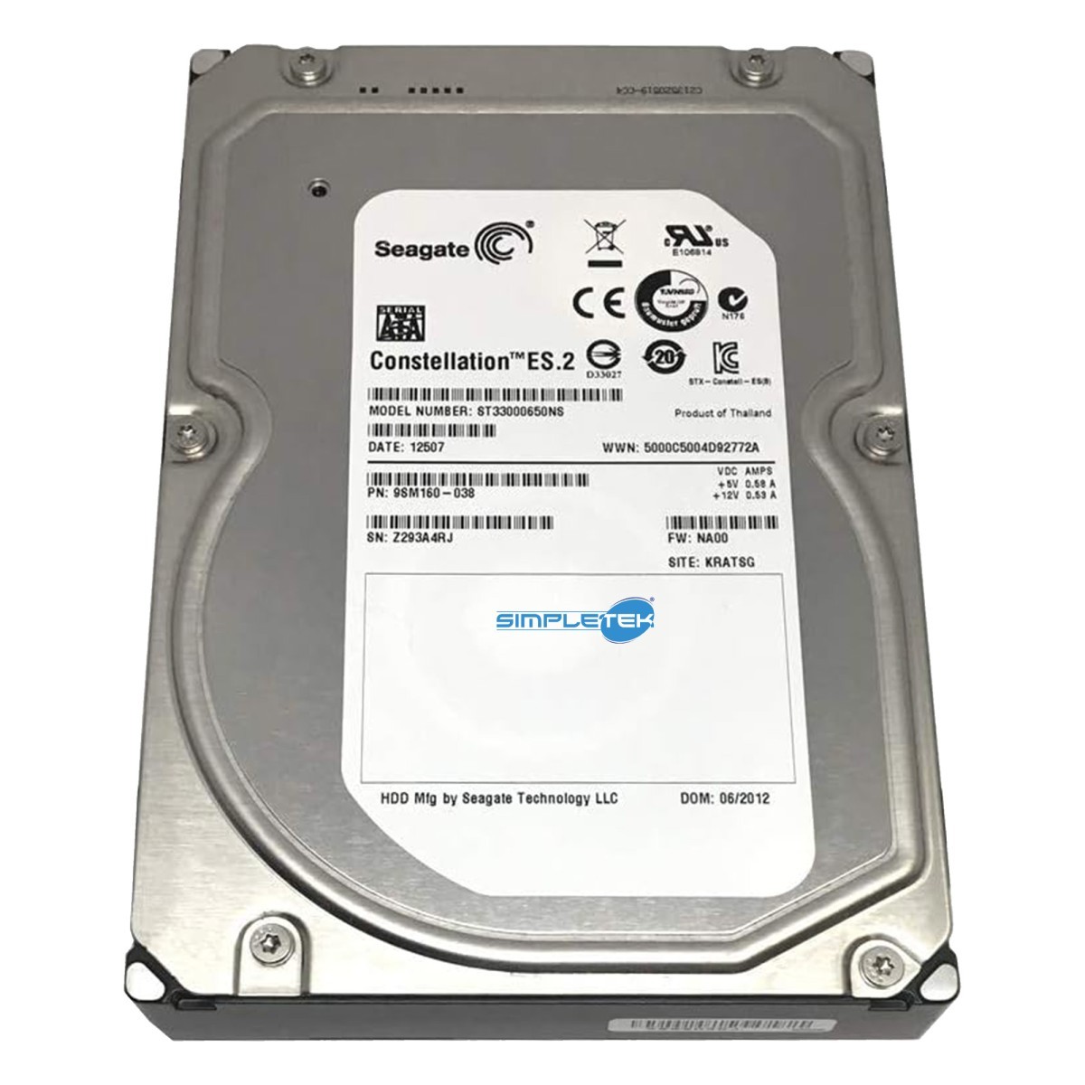 Seagate ST33000650NS-20PK 3.5 3000 Go Serial ATA600 7200 Trs / Min