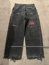 Vintage JNCO Tribal Crown Faded Black Jeans 30x30