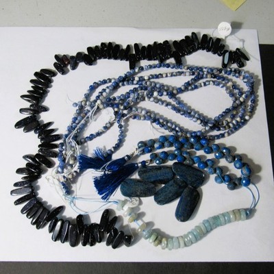CLOSEOUT Beads Lapis Aquamarine Sodalite Blue Goldstone 8 pk  4-30mm Lot 208 T06