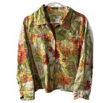 Coldwater Creek Women  s Floral Multicolor Button-Front Collared Jacket PXL