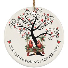 Cute Bird Couple Love 13 Years Ornament 13th Wedding Anniversary Christmas Gift