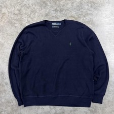 Polo Ralph Lauren Sweater Mens XL Navy Cotton Crewneck Knit Pullover Pony Logo