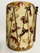 VINTAGE RODZIMA AMERYKA CIASNO ZWIĄZANY BĘBEN RĘCZNIE ROBIONY NATURALNA SKÓRA - DWUSTRONNY