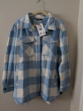 Women's SizeX-Large Members Mark Plaid Button Up Shacket With 4 Pockets