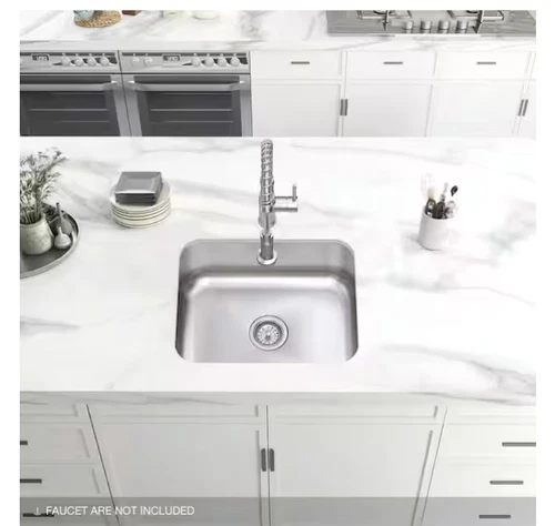 Glacier Bay 23 in Undermount Single Bowl Stainless Steel Kitchen Sink w/Strainer