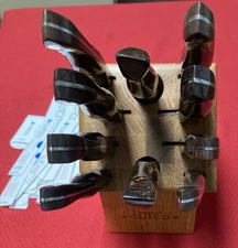 Factory Fresh Older Cutco Homemaker Set & Block,  Orange Swirl Classic Handles