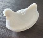 Vintage Milk Glass Hen On Nest Trinket Dish 1950