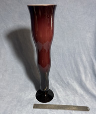 Vase trompette en verre d'art violet - Vase en verre soufflé à la main, non marqué