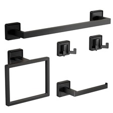 5-Pieces Bathroom Hardware Accessories Set, SUS304 Stainless Steel Matte Black