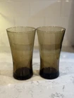 Vintage Anchor Hocking Linden Mocha Tumblers Smokey Brown Glassware Set of 2