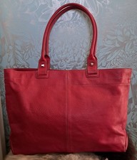 John Lewis Red Leather Tote Shopper Bag Handbag