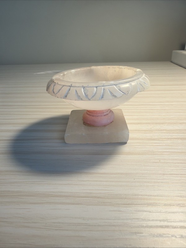 Vintage Italian Hand Carved Alabaster Bird Bath 3 X 2 1/2 Inch Read Description