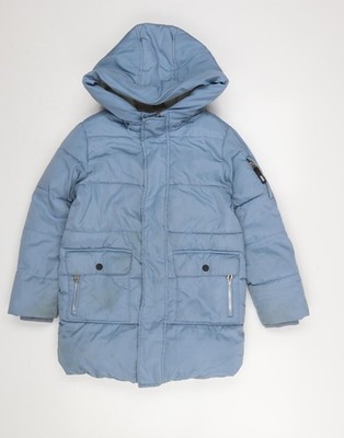 Marks and Spencer Mädchen blau Kapuze gefütterter Mantel 7-8 Jahre Winterjacke