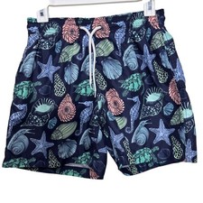 Trunks Surf  Swim Co. Swim Trunks Medium Seashell Turtle Print Drawstring