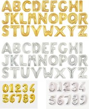 Image of 16" 32" 42" Gold/Silver Foil Helium Alphabet Number Balloons Weddings & Parties