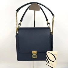 Polène Numero Sept Mini Crossbody Bag Leather Midnight Blue Used Authentic