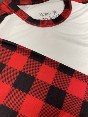 Buffalo Plaid Raglan- Size 3X  - Unisex - Great For Sublimation! Soft & TTS