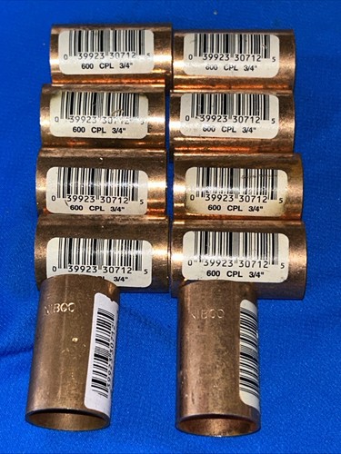 Lot of 10 NIBCO 600 3/4” Copper Couplings C x C Sweat Plumbing Fittings NOS