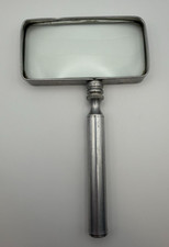 Vintage Japan Rectangular Magnifying Glass Metal Handle Mid Century